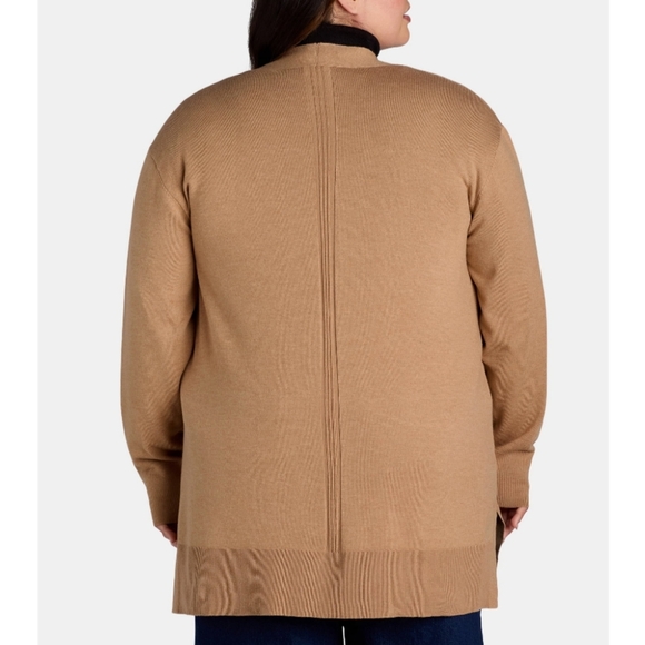 Terra & Sky Women's Size 4X (28W-30W) Fine Gauge Cardigan Lightweight Mocha NWT - Picture 3 of 7